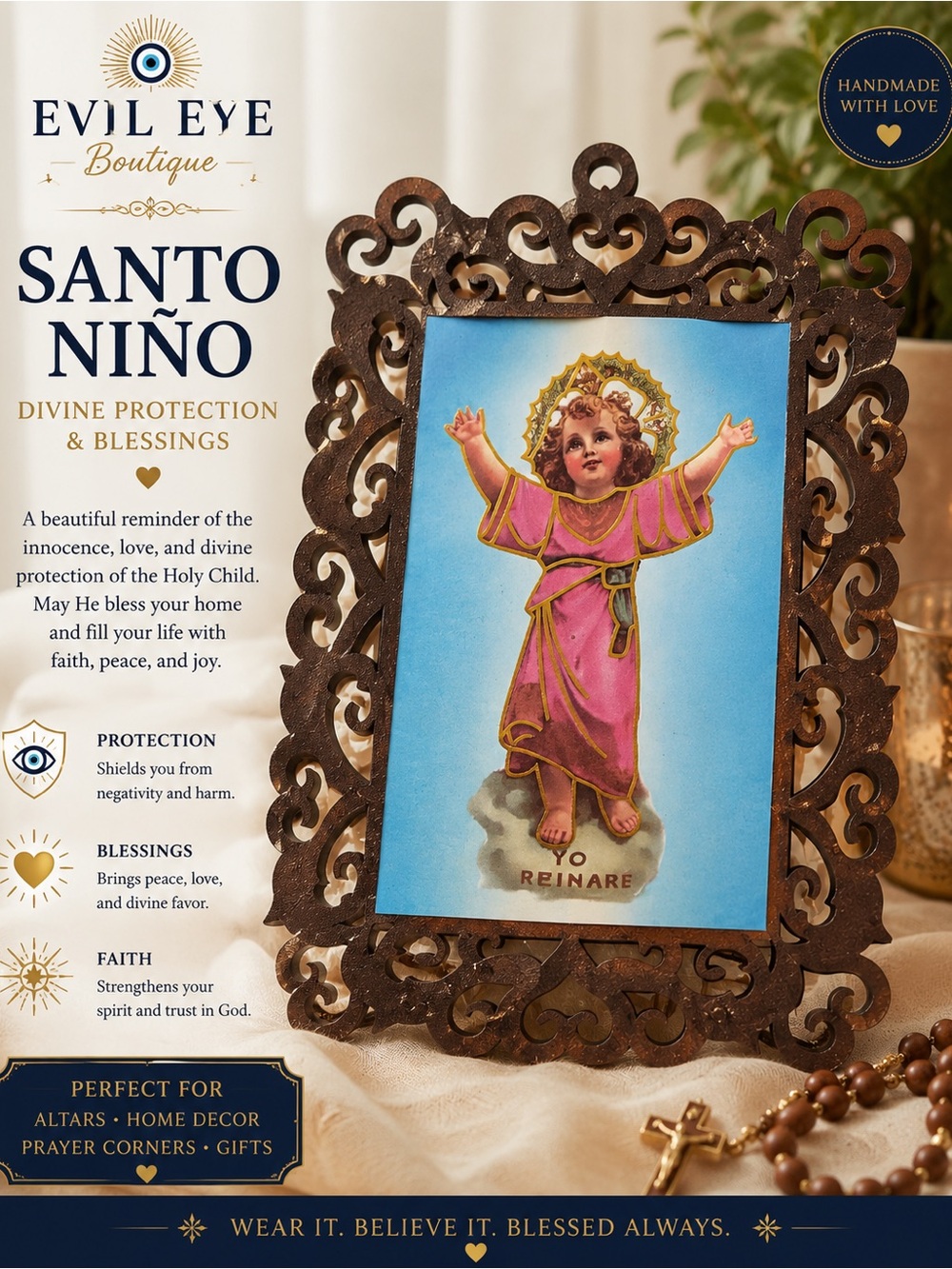 Santo Niño Decorative Prayer Card in Pink